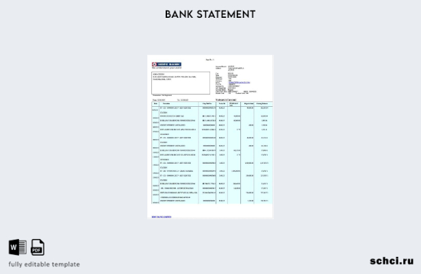 цифровая загрузка Индии HDFC выписка по банковскому счету слово шаблон